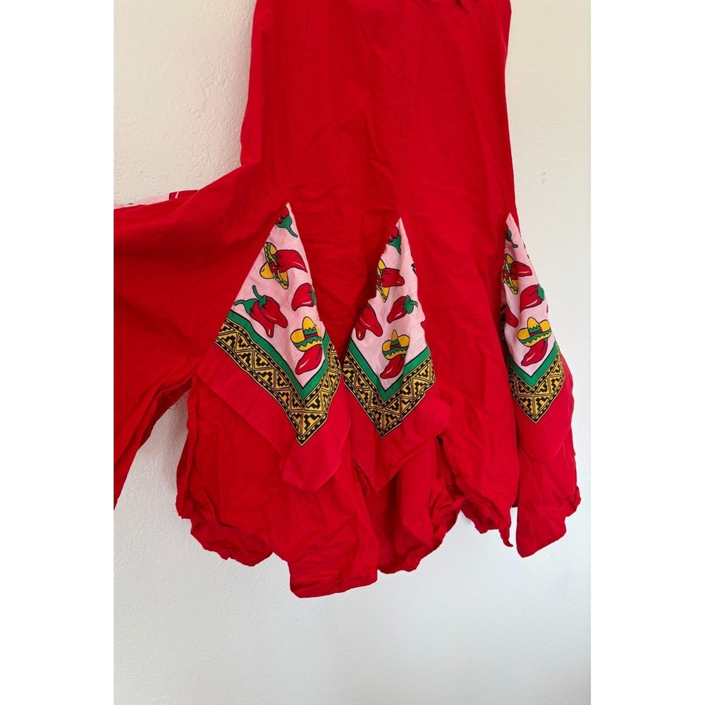 Circle T Skirt 13/14 Red Handkerchief Kitsch Rockabilly Folk Chili Peppers Dance - Picture 2 of 16